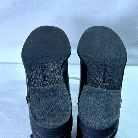 Nine West Boots Womens 9.5M Justthis Ankle Black Leather Buckle Strap Zip Boho - Picture 13 of 14